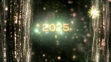 4K, 3840 x 2160 Piksel Çözünürlüğü, 2025 Mutlu Yıllar Arkaplan Animasyonu, Yüksek Kaliteli Yeni Yıl Giriş Açıcısı 2025