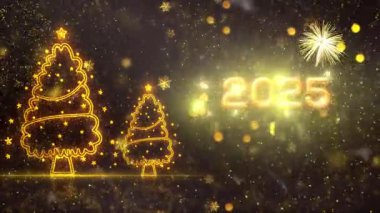 4K, 3840 x 2160 Piksel Çözünürlüğü, 2025 Mutlu Yıllar Arkaplan Animasyonu, Yüksek Kaliteli Yeni Yıl Giriş Açıcısı 2025