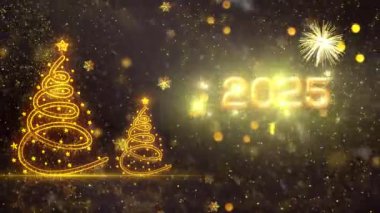 4K, 3840 x 2160 Piksel Çözünürlüğü, 2025 Mutlu Yıllar Arkaplan Animasyonu, Yüksek Kaliteli Yeni Yıl Giriş Açıcısı 2025