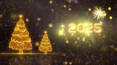 4K, 3840 x 2160 Piksel Çözünürlüğü, 2025 Mutlu Yıllar Arkaplan Animasyonu, Yüksek Kaliteli Yeni Yıl Giriş Açıcısı 2025