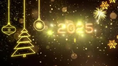 4K, 3840 x 2160 Piksel Çözünürlüğü, 2025 Mutlu Yıllar Arkaplan Animasyonu, Yüksek Kaliteli Yeni Yıl Giriş Açıcısı 2025