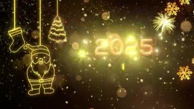 4K, 3840 x 2160 Piksel Çözünürlüğü, 2025 Mutlu Yıllar Arkaplan Animasyonu, Yüksek Kaliteli Yeni Yıl Giriş Açıcısı 2025