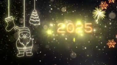4K, 3840 x 2160 Piksel Çözünürlüğü, 2025 Mutlu Yıllar Arkaplan Animasyonu, Yüksek Kaliteli Yeni Yıl Giriş Açıcısı 2025