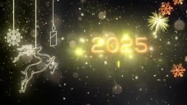 4K, 3840 x 2160 Piksel Çözünürlüğü, 2025 Mutlu Yıllar Arkaplan Animasyonu, Yüksek Kaliteli Yeni Yıl Giriş Açıcısı 2025