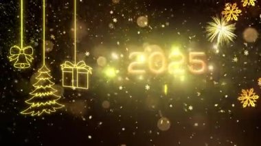 4K, 3840 x 2160 Piksel Çözünürlüğü, 2025 Mutlu Yıllar Arkaplan Animasyonu, Yüksek Kaliteli Yeni Yıl Giriş Açıcısı 2025