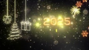 4K, 3840 x 2160 Piksel Çözünürlüğü, 2025 Mutlu Yıllar Arkaplan Animasyonu, Yüksek Kaliteli Yeni Yıl Giriş Açıcısı 2025