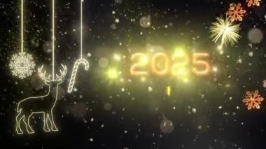 4K, 3840 x 2160 Piksel Çözünürlüğü, 2025 Mutlu Yıllar Arkaplan Animasyonu, Yüksek Kaliteli Yeni Yıl Giriş Açıcısı 2025