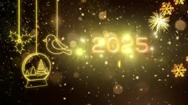 4K, 3840 x 2160 Piksel Çözünürlüğü, 2025 Mutlu Yıllar Arkaplan Animasyonu, Yüksek Kaliteli Yeni Yıl Giriş Açıcısı 2025