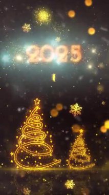 Mobil Dikey Çözünürlük 2160 x 3840 Piksel, 2025 Mutlu Yeni Yıl Dilekleri Arkaplanı, 2025 Yılına Giriş Animasyonu, Mobil Videolar için Dikey Çözünürlük