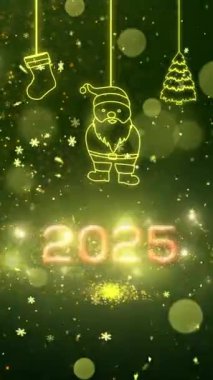 Mobil Dikey Çözünürlük 2160 x 3840 Piksel, 2025 Mutlu Yeni Yıl Dilekleri Arkaplanı, 2025 Yılına Giriş Animasyonu, Mobil Videolar için Dikey Çözünürlük