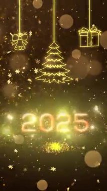 Mobil Dikey Çözünürlük 2160 x 3840 Piksel, 2025 Mutlu Yeni Yıl Dilekleri Arkaplanı, 2025 Yılına Giriş Animasyonu, Mobil Videolar için Dikey Çözünürlük