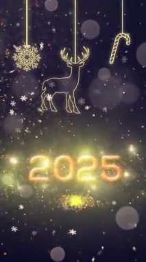 Mobil Dikey Çözünürlük 2160 x 3840 Piksel, 2025 Mutlu Yeni Yıl Dilekleri Arkaplanı, 2025 Yılına Giriş Animasyonu, Mobil Videolar için Dikey Çözünürlük