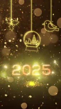 Mobil Dikey Çözünürlük 2160 x 3840 Piksel, 2025 Mutlu Yeni Yıl Dilekleri Arkaplanı, 2025 Yılına Giriş Animasyonu, Mobil Videolar için Dikey Çözünürlük