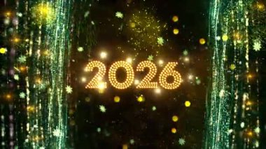 4K, 3840 x 2160 Piksel Çözünürlüğü, 2026 Mutlu Yıllar Arkaplan Animasyonu, Yüksek Kaliteli Yeni Yıl Giriş Açıcısı 2026