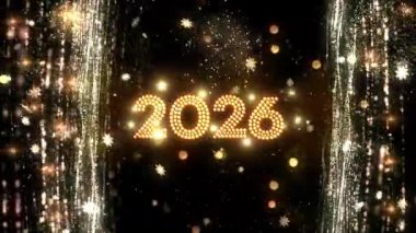 4K, 3840 x 2160 Piksel Çözünürlüğü, 2026 Mutlu Yıllar Arkaplan Animasyonu, Yüksek Kaliteli Yeni Yıl Giriş Açıcısı 2026