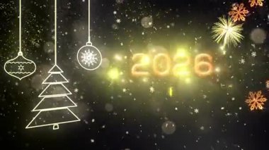 4K, 3840 x 2160 Piksel Çözünürlüğü, 2026 Mutlu Yıllar Arkaplan Animasyonu, Yüksek Kaliteli Yeni Yıl Giriş Açıcısı 2026