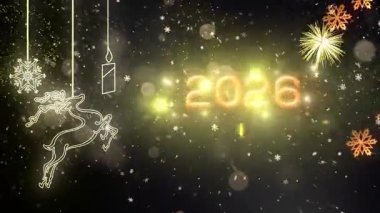 4K, 3840 x 2160 Piksel Çözünürlüğü, 2026 Mutlu Yıllar Arkaplan Animasyonu, Yüksek Kaliteli Yeni Yıl Giriş Açıcısı 2026
