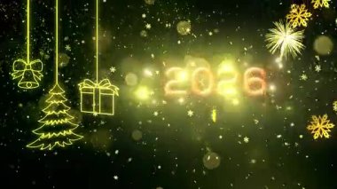 4K, 3840 x 2160 Piksel Çözünürlüğü, 2026 Mutlu Yıllar Arkaplan Animasyonu, Yüksek Kaliteli Yeni Yıl Giriş Açıcısı 2026