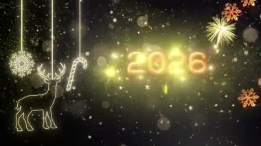 4K, 3840 x 2160 Piksel Çözünürlüğü, 2026 Mutlu Yıllar Arkaplan Animasyonu, Yüksek Kaliteli Yeni Yıl Giriş Açıcısı 2026