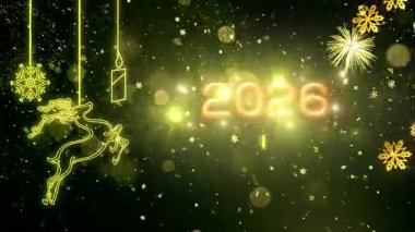 4K, 3840 x 2160 Piksel Çözünürlüğü, 2026 Mutlu Yıllar Arkaplan Animasyonu, Yüksek Kaliteli Yeni Yıl Giriş Açıcısı 2026