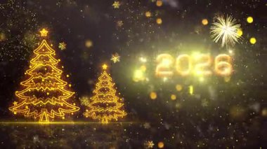 4K, 3840 x 2160 Piksel Çözünürlüğü, 2026 Mutlu Yıllar Arkaplan Animasyonu, Yüksek Kaliteli Yeni Yıl Giriş Açıcısı 2026