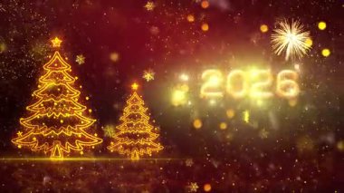 4K, 3840 x 2160 Piksel Çözünürlüğü, 2026 Mutlu Yıllar Arkaplan Animasyonu, Yüksek Kaliteli Yeni Yıl Giriş Açıcısı 2026