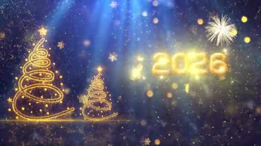 4K, 3840 x 2160 Piksel Çözünürlüğü, 2026 Mutlu Yıllar Arkaplan Animasyonu, Yüksek Kaliteli Yeni Yıl Giriş Açıcısı 2026