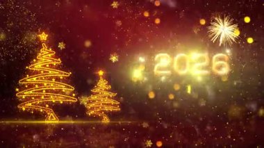 4K, 3840 x 2160 Piksel Çözünürlüğü, 2026 Mutlu Yıllar Arkaplan Animasyonu, Yüksek Kaliteli Yeni Yıl Giriş Açıcısı 2026