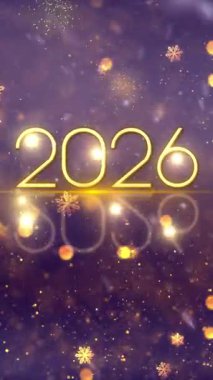 Mobil Dikey Çözünürlük 2160 x 3840 Piksel, 2026 Mutlu Yeni Yıl Dilekleri Animasyonu, Mobil Videolar için Dikey Çözünürlük, 2026 Yılına Mutlu Yıllar Arkaplanı