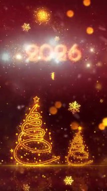 Mobil Dikey Çözünürlük 2160 x 3840 Piksel, 2026 Mutlu Yeni Yıl Dilekleri Animasyonu, Mobil Videolar için Dikey Çözünürlük, 2026 Yılına Mutlu Yıllar Arkaplanı