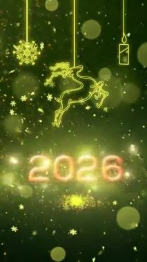 Mobil Dikey Çözünürlük 2160 x 3840 Piksel, 2026 Mutlu Yeni Yıl Dilekleri Animasyonu, Mobil Videolar için Dikey Çözünürlük, 2026 Yılına Mutlu Yıllar Arkaplanı