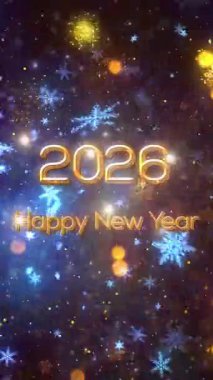 Mobil Dikey Çözünürlük 2160 x 3840 Piksel, 2026 Mutlu Yeni Yıl Dilekleri Animasyonu, Mobil Videolar için Dikey Çözünürlük, 2026 Yılına Mutlu Yıllar Arkaplanı