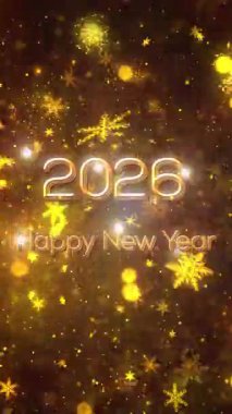 Mobil Dikey Çözünürlük 2160 x 3840 Piksel, 2026 Mutlu Yeni Yıl Dilekleri Animasyonu, Mobil Videolar için Dikey Çözünürlük, 2026 Yılına Mutlu Yıllar Arkaplanı