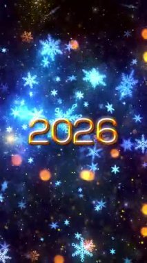 Mobil Dikey Çözünürlük 2160 x 3840 Piksel, 2026 Mutlu Yeni Yıl Dilekleri Animasyonu, Mobil Videolar için Dikey Çözünürlük, 2026 Yılına Mutlu Yıllar Arkaplanı