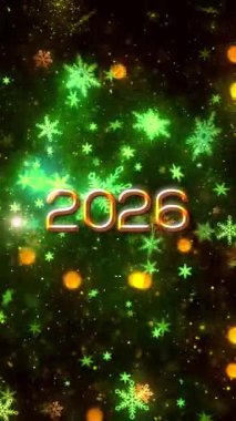 Mobil Dikey Çözünürlük 2160 x 3840 Piksel, 2026 Mutlu Yeni Yıl Dilekleri Animasyonu, Mobil Videolar için Dikey Çözünürlük, 2026 Yılına Mutlu Yıllar Arkaplanı