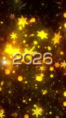 Mobil Dikey Çözünürlük 2160 x 3840 Piksel, 2026 Mutlu Yeni Yıl Dilekleri Animasyonu, Mobil Videolar için Dikey Çözünürlük, 2026 Yılına Mutlu Yıllar Arkaplanı