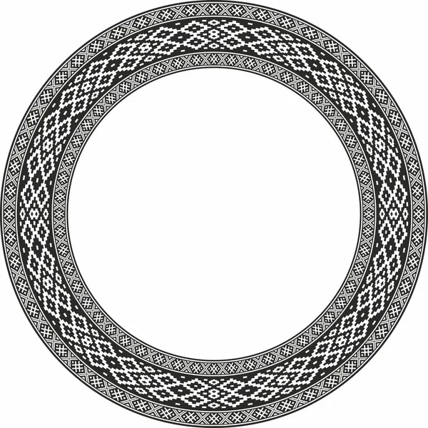 Vector Monochrome Seamless Belarusian National Ornament Ethnic Endless Circle Black — Archivo Imágenes Vectoriales