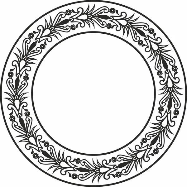 Vektor Monochrom Nahtlose Runde Ägyptische Ornamente Unendlicher Kreis Ring Rand — Stockvektor