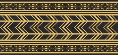 Amerikan yerlisi, altın sarısı, pürüzsüz bir model. Sonsuz Aztek, Maya, İnka süsü. Kenarlık ve çerçeve çizimi.