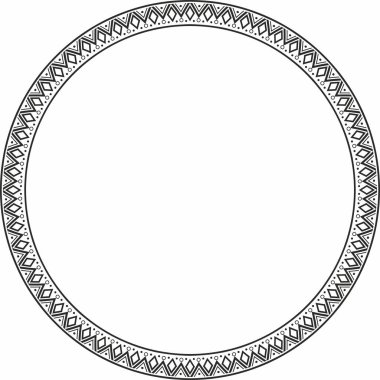 Vector monochrome round ornament of Native Americans, Aztecs. Circle border of the tribes of South and Central America.