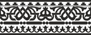 Vector monochrome seamless classic byzantine ornament. Endless border, Ancient Greece, Eastern Roman Empire frame. Decoration of the Russian Orthodox Church clipart