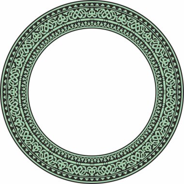 Vector round green and black seamless classic byzantine ornament. Infinite circle, border, frame Ancient Greece, Eastern Roman Empire. Decoration of the Russian Orthodox Church clipart