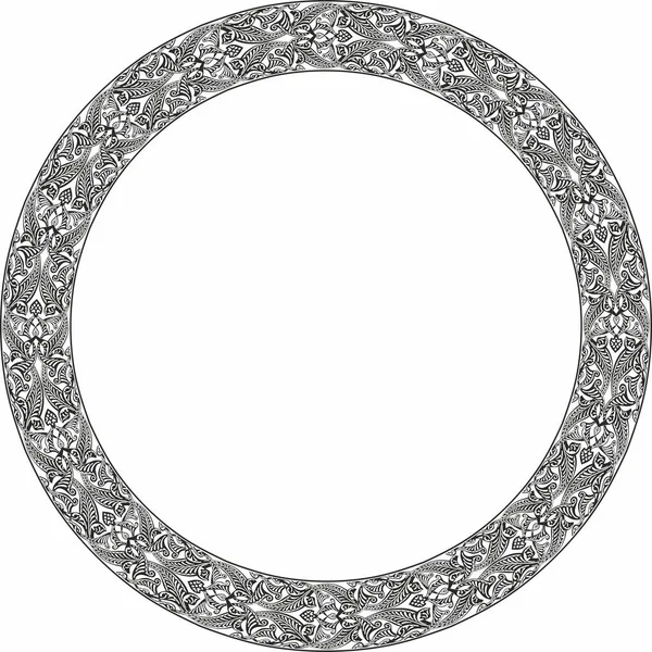 Vector Monochrome Oriental Ornament Arabic Patterned Circle Iran Iraq Turkey — Stock Vector
