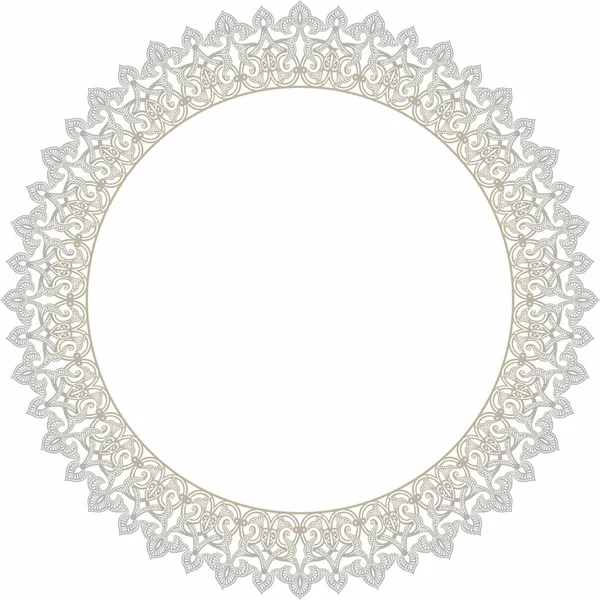 Vector Gray Oriental Ornament Arabic Patterned Circle Iran Iraq Turkey — Stock Vector