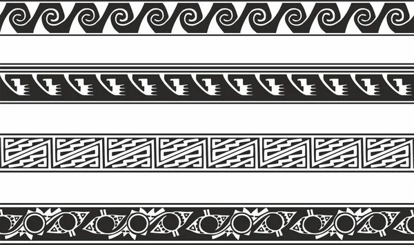 stock vector Vector set of seamless monochrome national native american ornaments. Endless ethnic black borders, frames of the peoples of America, Aztec, Maya, Incas. For sandblasting, plotter and laser cutting