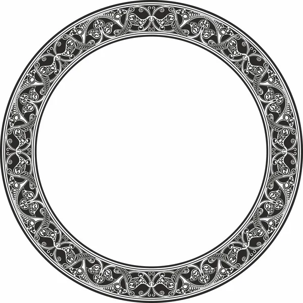 Wektorowy Monochromatyczny Okrągły Orientalny Ornament Arabski Wzorzysty Krąg Iranu Iraku — Wektor stockowy