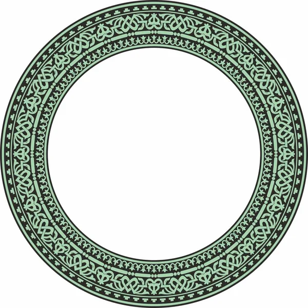 Vecteur Rond Vert Noir Ornement Byzantin Classique Sans Couture Cercle — Image vectorielle