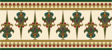 Vektör renkli, pürüzsüz Bizans süsü. Sonsuz Sınır, Antik Yunan ve Doğu Roma İmparatorluğu çerçevesi. Rus Ortodoks Kilisesi Dekorasyonu