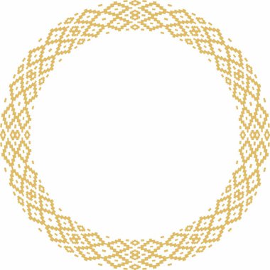 Vector golden round Belarusian national ornament. Ethnic circle gold border, Slavic peoples frame. 