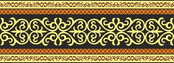 Vector Inconsútil Color Kazajo Ornamento Nacional Frontera Marco Patrón Sin — Archivo Imágenes Vectoriales